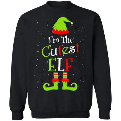 I'm The Cutest Elf Family Matching Funny Christmas Group Gift-T-Shirt & Sweatshirt-Crewneck Sweatshirt-Black