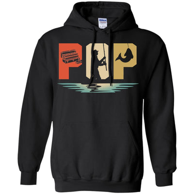 Vintage Fishing Pop Father's Day Gift-T-Shirt & Hoodie-Pullover Hoodie-Black