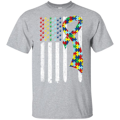Support Autism Awareness American Flag-T-Shirt & Hoodie-Classic T-Shirt-Sport Grey