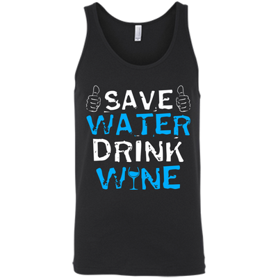 Save Water Drink Wine-T-Shirt & Hoodie-Unisex Tank-Black