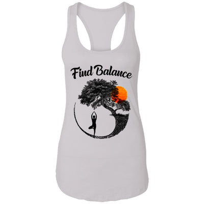 Find Balance Yin Yang Tree Yoga Lover Gift-T-Shirt & Tank Top-Women's Ideal Racerback Tank-White