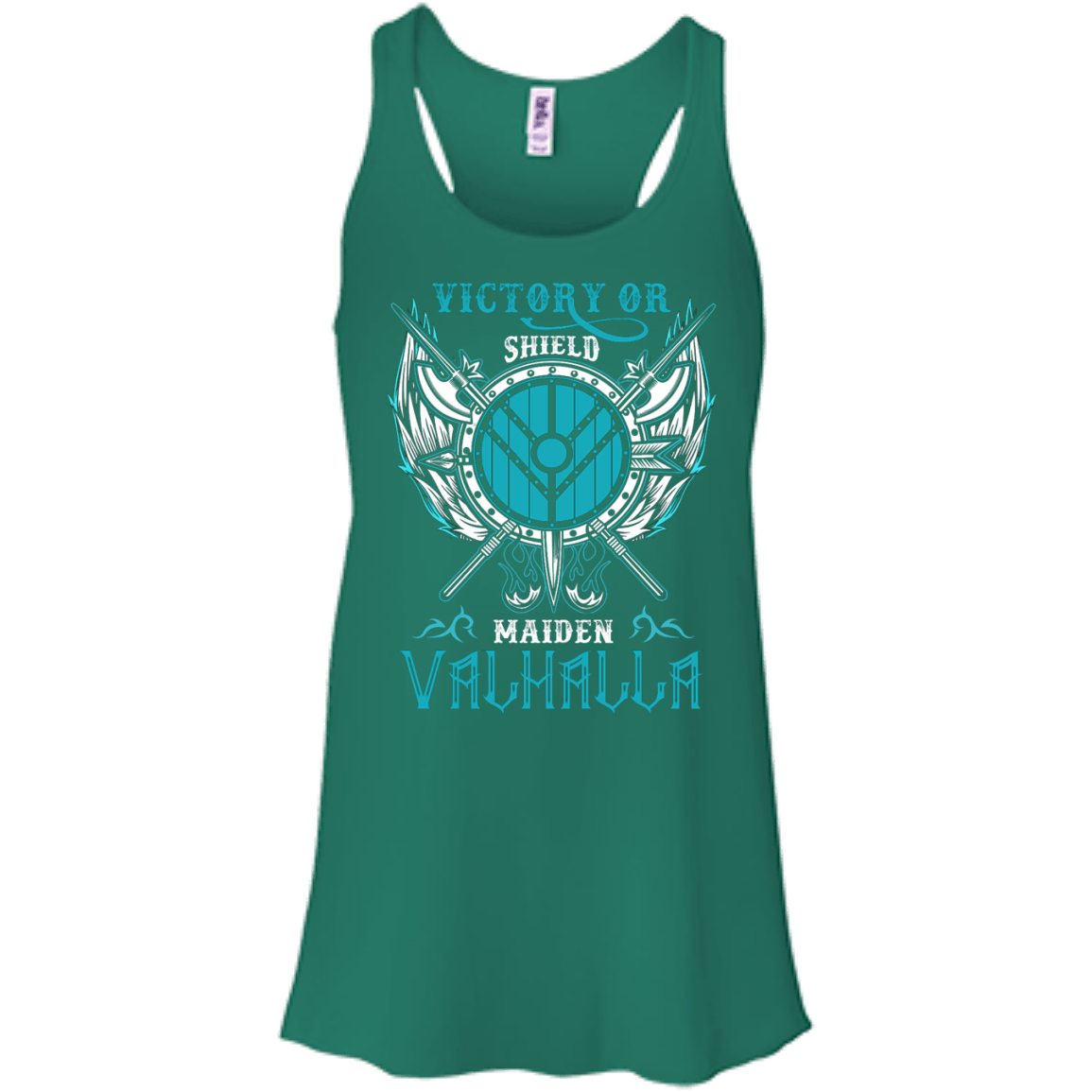 Shieldmaiden Victory Or Valhalla-T-Shirt & Hoodie-Women's Flowy Racerback Tank-Kelly