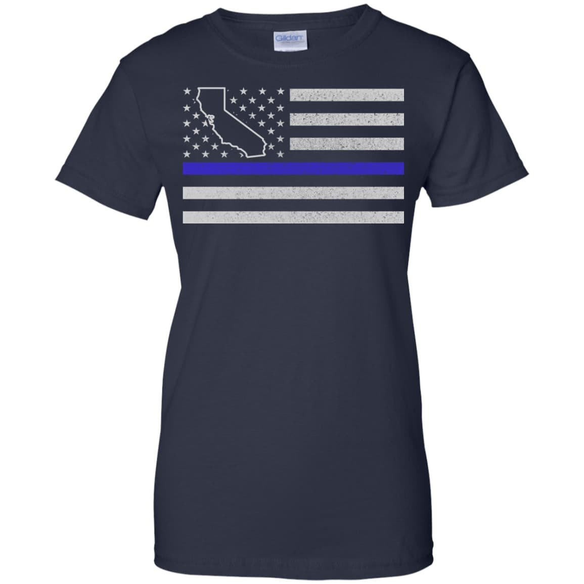 California Thin Blue Line Police State-T-Shirt & Hoodie-Women's T-Shirt-Navy
