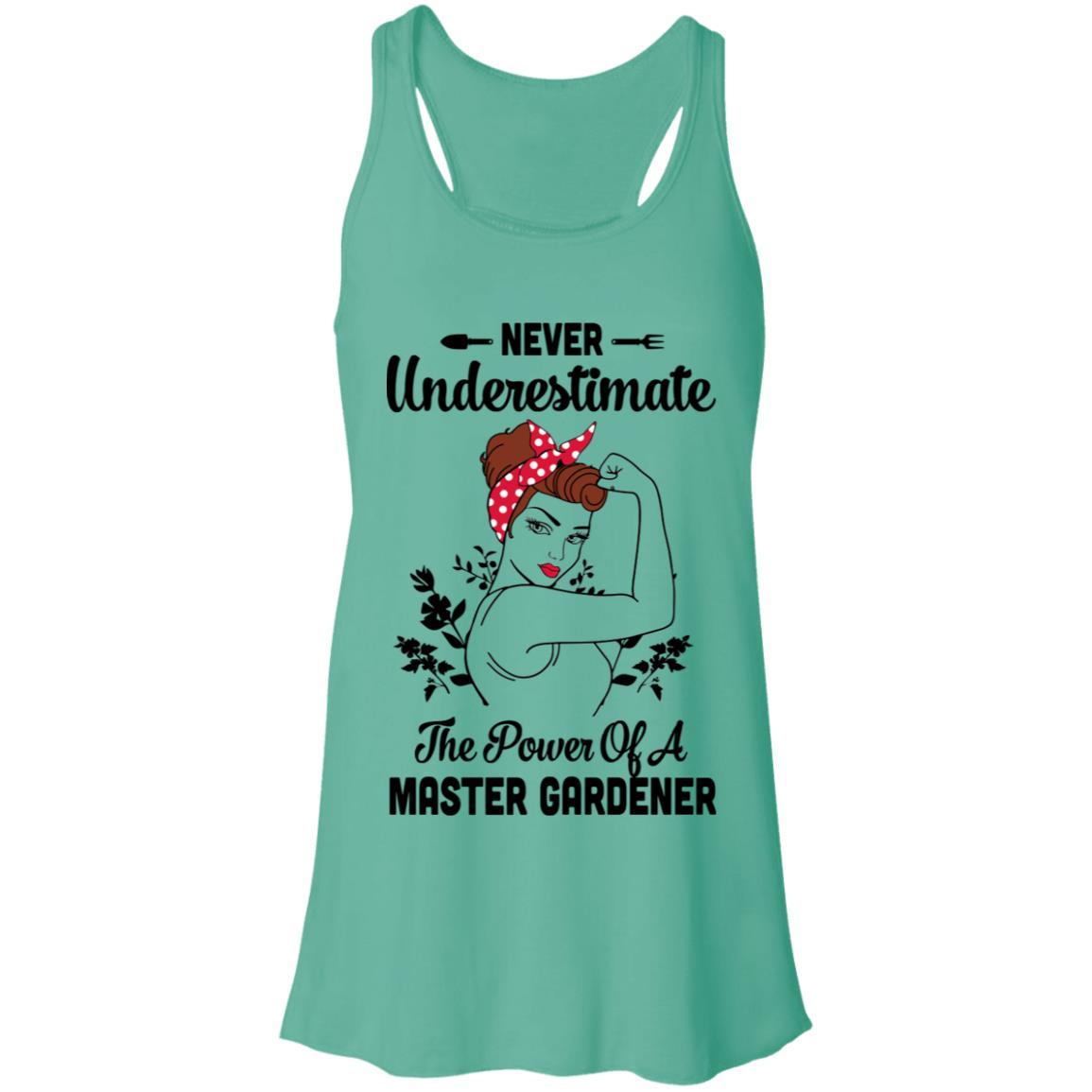 Never Underestimate Master Gardener Funny-T-Shirt & Tank Top-Women's Flowy Racerback Tank-Teal