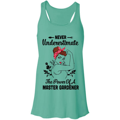 Never Underestimate Master Gardener Funny-T-Shirt & Tank Top-Women's Flowy Racerback Tank-Teal