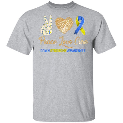 Peace Love Cure Down Syndrome Awareness-T-Shirt & Hoodie-Classic T-Shirt-Sport Grey