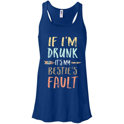 Funny If I'm Drunk It's My Bestie's Fault Drink Wine-T-Shirt & Tank Top-Women's Flowy Racerback Tank-True Royal