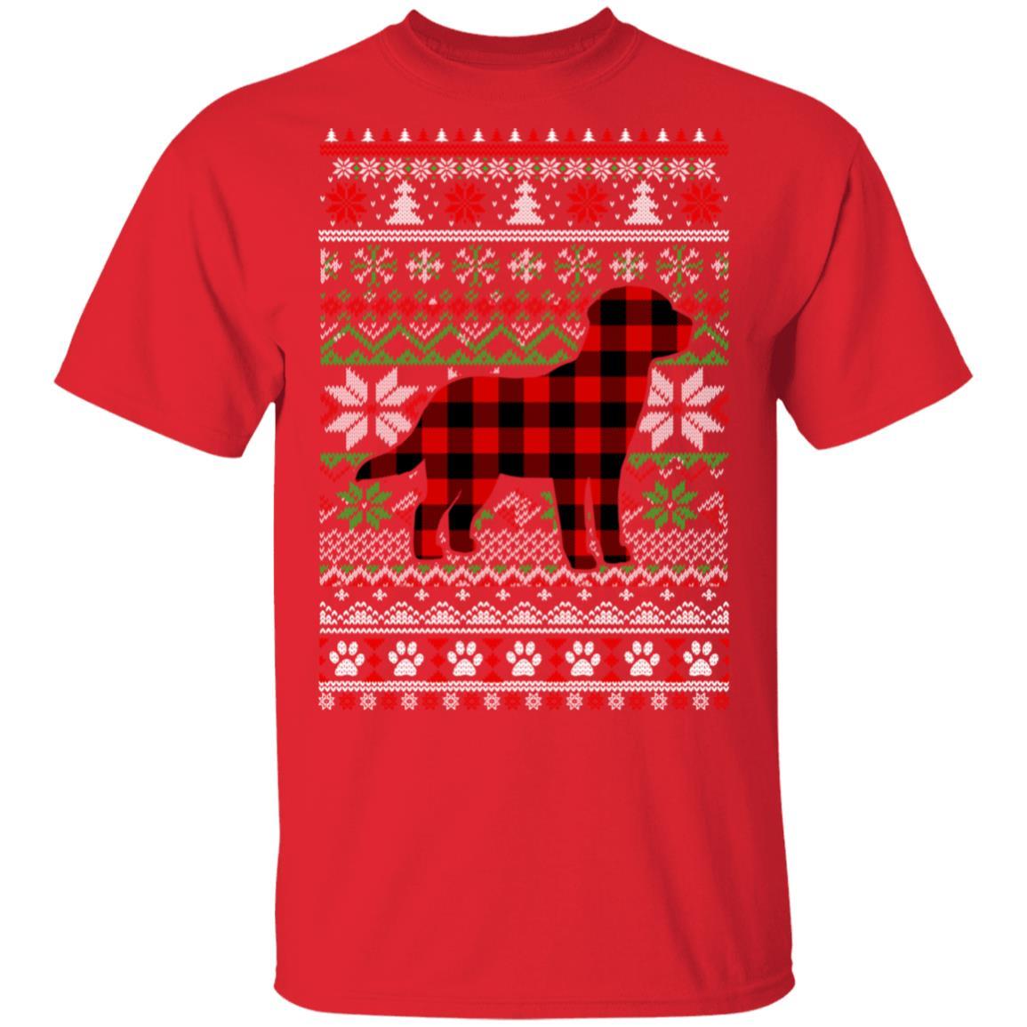 Labrador Red Plaid Ugly Christmas Sweater Gifts-T-Shirt & Sweatshirt-Classic T-Shirt-Red