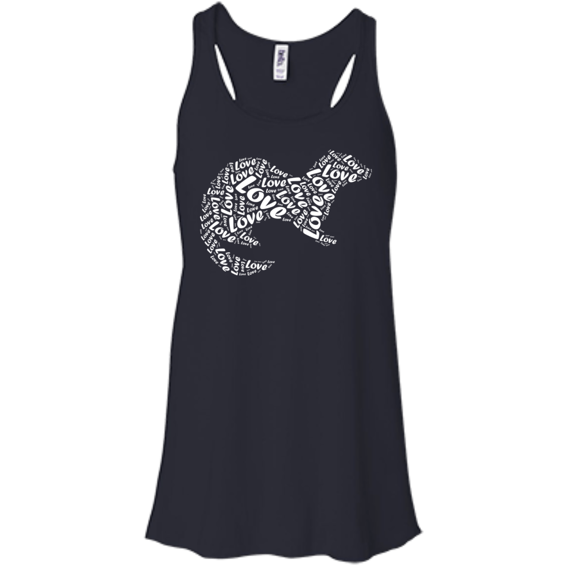 I Love Ferret-T-Shirt & Hoodie-Women's Flowy Racerback Tank-Midnight