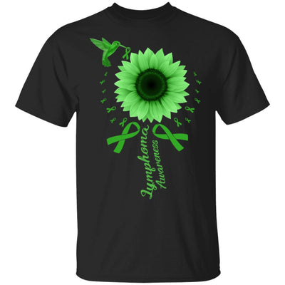 Hummingbird Sunflower Green Ribbon Lymphoma Awareness-T-Shirt & Hoodie-Classic T-Shirt-Black