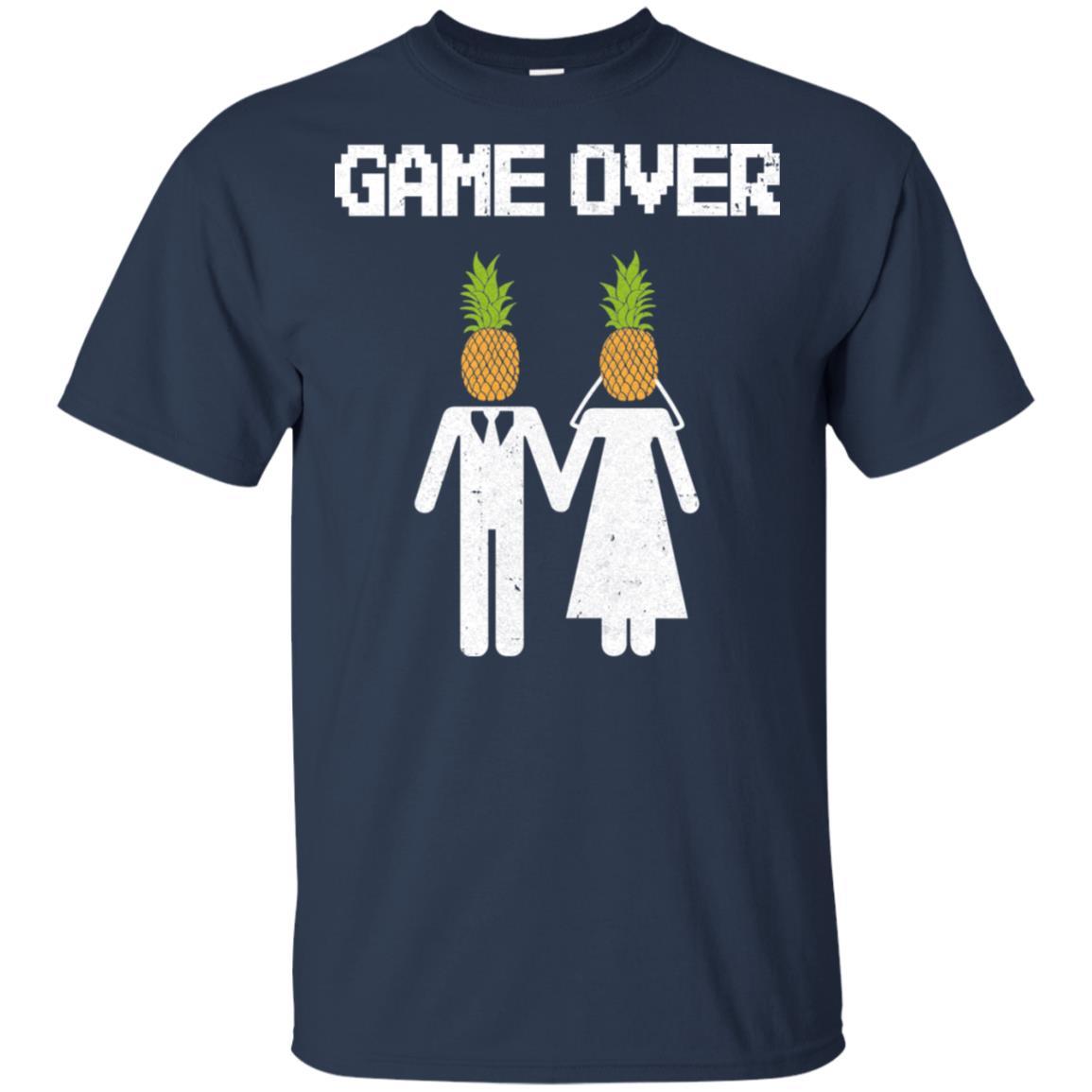 Pineapple Game Over Funny Wedding Bachelor Party-T-Shirt & Hoodie-Classic T-Shirt-Navy