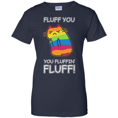 Rainbow Cat Fluff You You Fluffin' Fluff Cat-T-Shirt & Hoodie-Women's T-Shirt-Navy