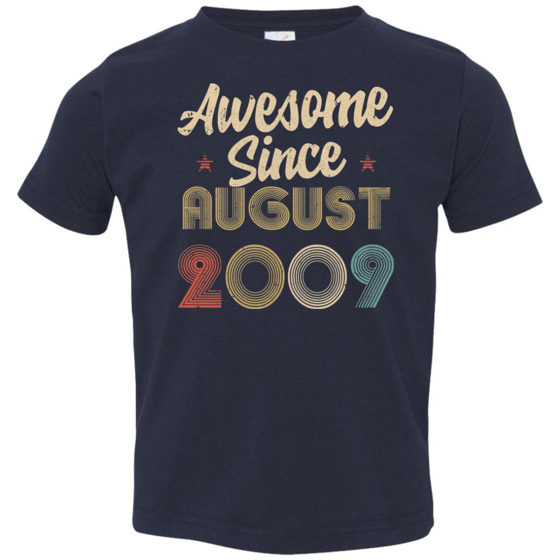Awesome Since August 2009 Vintage 12th Birthday Gifts Youth-Youth Shirt-Toddler T-Shirt-Navy