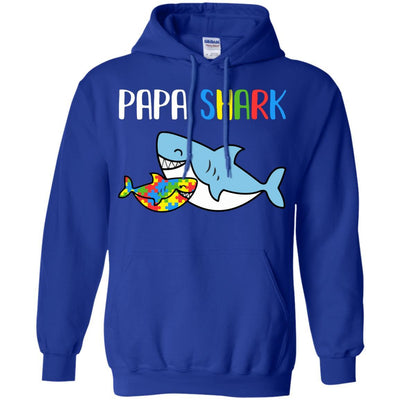 Papa Shark Support Autism Awareness For Grandchild-T-Shirt & Hoodie-Pullover Hoodie-Royal