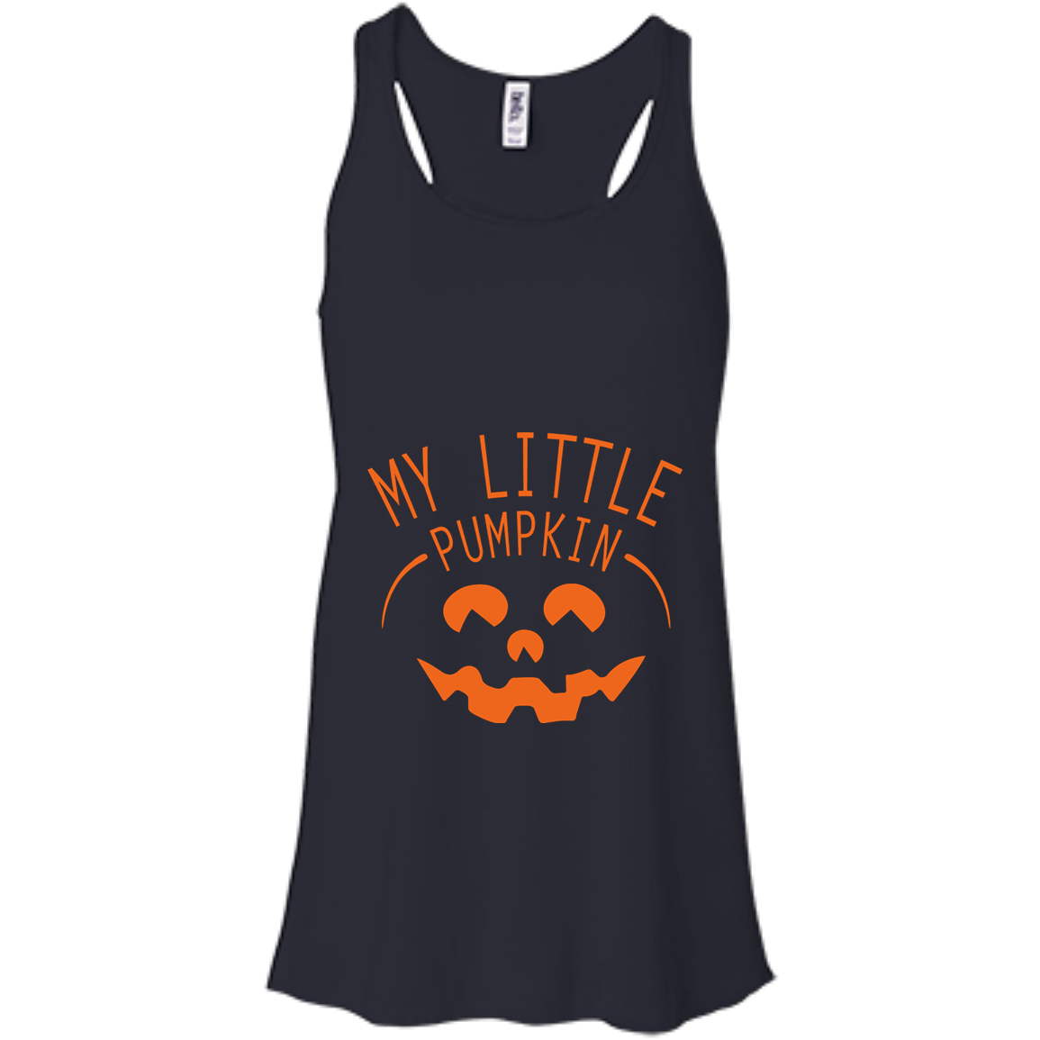 My Little Pumpkin Halloween Maternity Pregnancy Announcement-T-Shirt & Hoodie-Women's Flowy Racerback Tank-Midnight