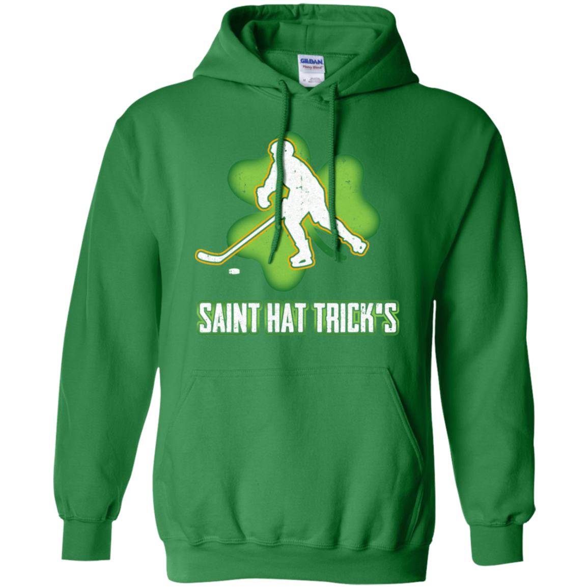 Saint Hat Trick's Hockey Shamrock St Patricks Day-T-Shirt & Hoodie-Pullover Hoodie-Irish Green