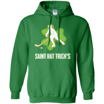 Saint Hat Trick's Hockey Shamrock St Patricks Day-T-Shirt & Hoodie-Pullover Hoodie-Irish Green
