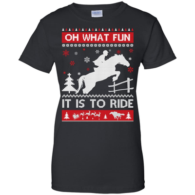 Horse Sweater Christmas Oh What Fun It Is To Ride-T-Shirt & Hoodie-Women's T-Shirt-Black