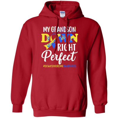My Grandson Down Syndrome Awareness Down Right Perfect-T-Shirt & Hoodie-Pullover Hoodie-Red