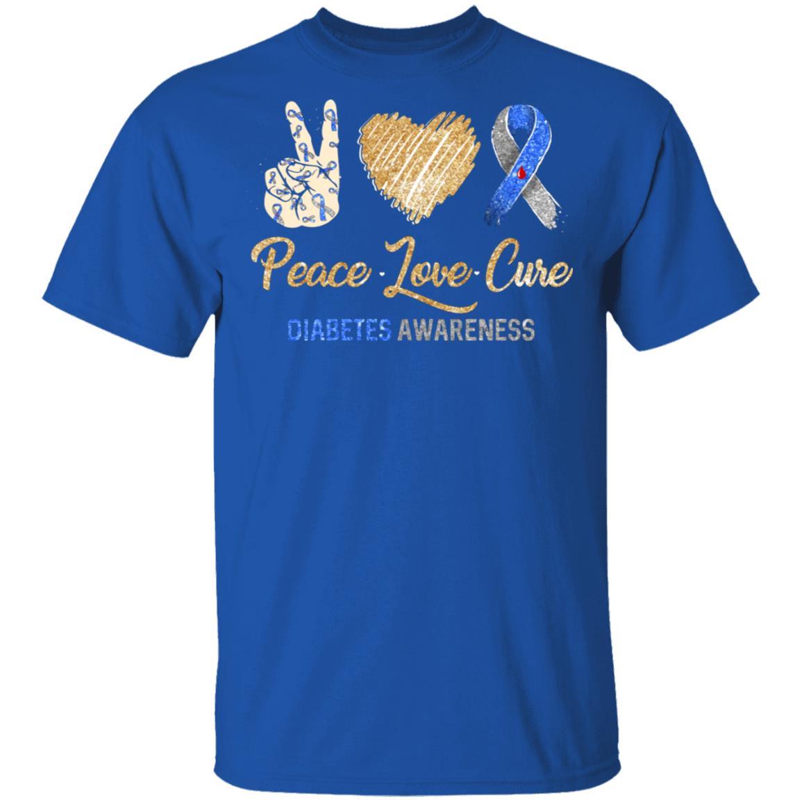 Peace Love Cure Diabetes Awareness-T-Shirt & Hoodie-Classic T-Shirt-Royal