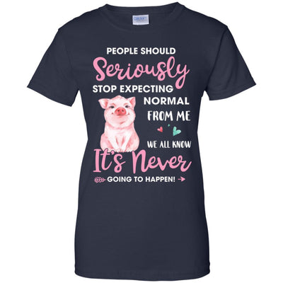 People Should Stop Expecting Normal From Me Pig-T-Shirt & Tank Top-Women's T-Shirt-Navy