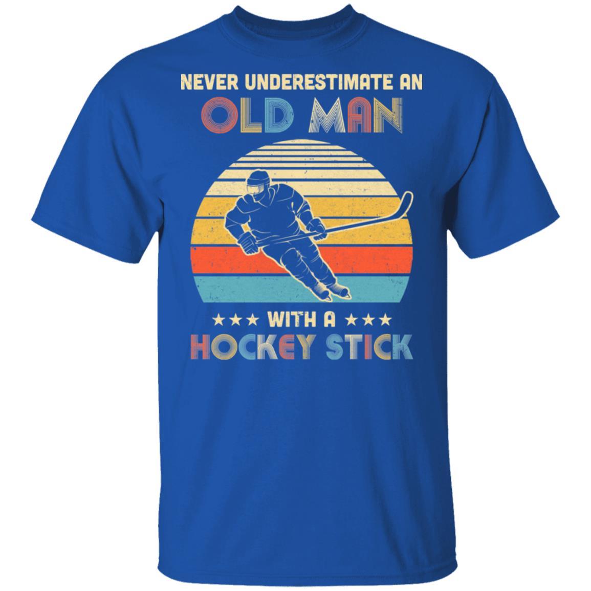Never Underestimate An Old Man With A Hockey Stick Vintage-T-Shirt & Hoodie-Classic T-Shirt-Royal