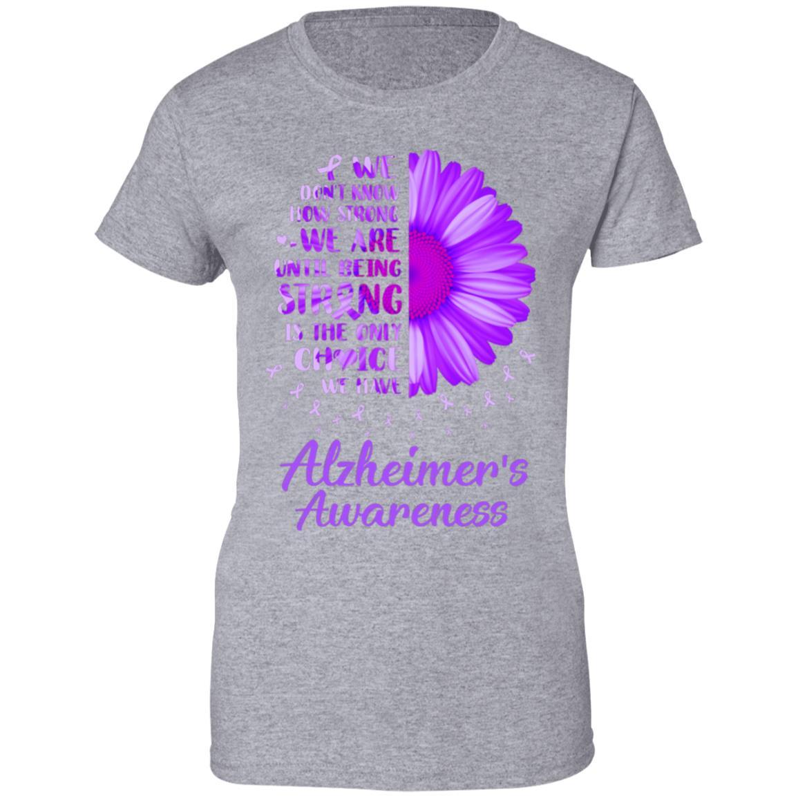 Being Strong Daisy Flower Purple Alzheimer's Awareness-T-Shirt & Hoodie-Women's T-Shirt-Sport Grey