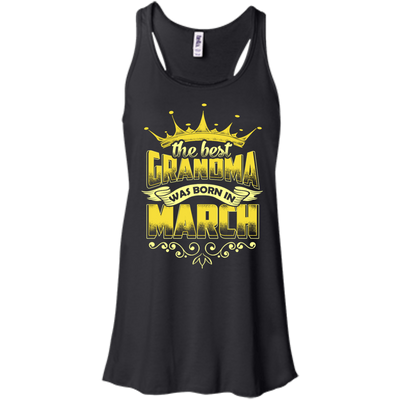 The Best Grandma Was Born In March-T-Shirt & Hoodie-Women's Flowy Racerback Tank-Black
