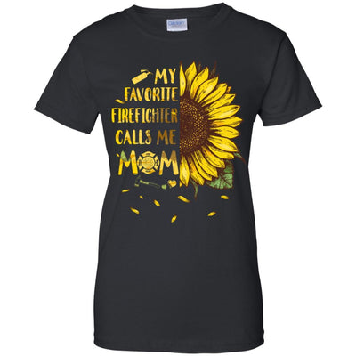 Sunflower My Favorite Firefighter Calls Me Mom Mothers Day Gift-T-Shirt & Hoodie-Women's T-Shirt-Black