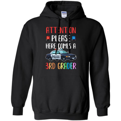 Kids First Day Of School 2021 3rd Grade Police Attention Please Youth-T-Shirt & Hoodie-Youth Pullover Hoodie-Black