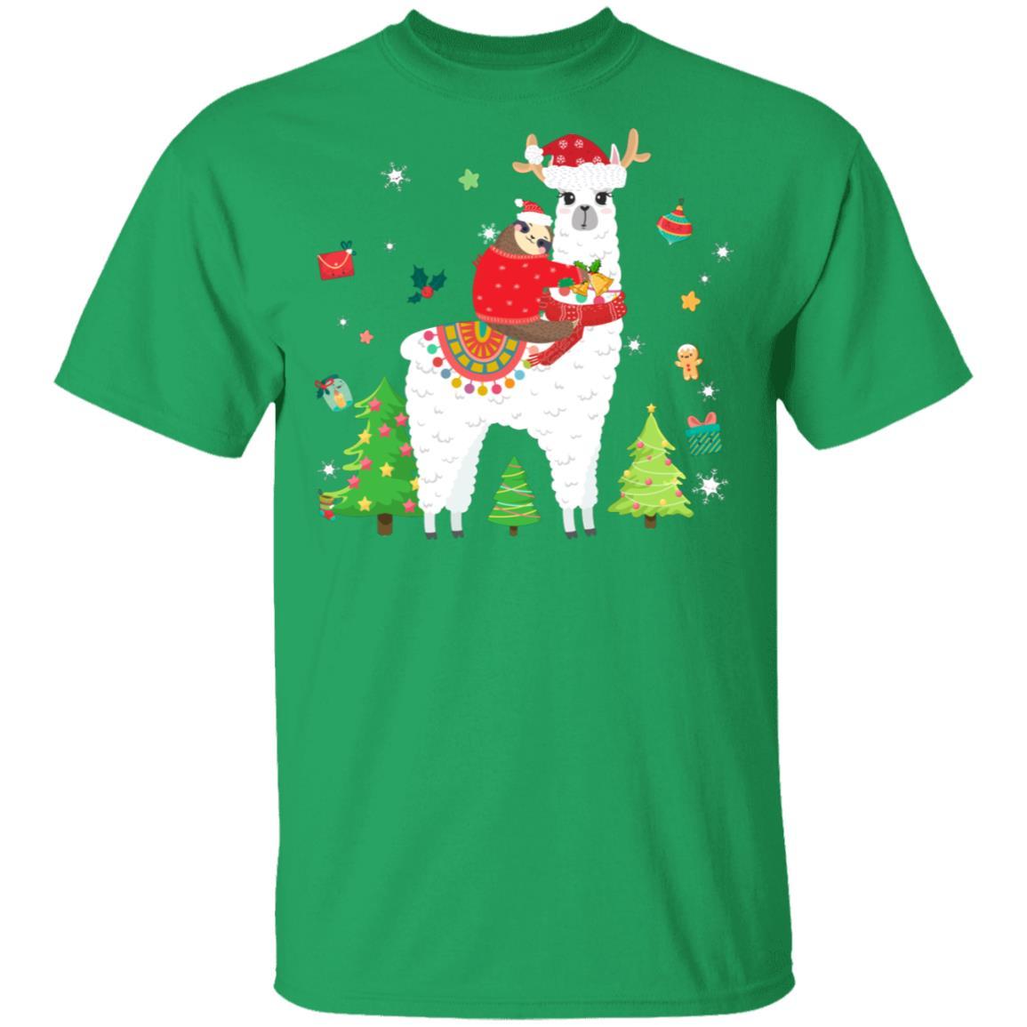 Santa Sloth Riding Llama Reindeer Christmas Gifts-T-Shirt & Sweatshirt-Classic T-Shirt-Irish Green