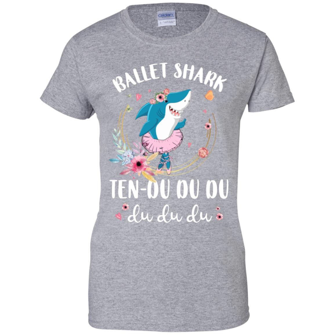 Ballet Shark Ten Du Du Du Funny Ballet Dancer-T-Shirt & Tank Top-Women's T-Shirt-Sport Grey