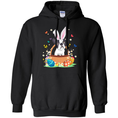 Bulldog Bunny Hat Rabbit Easter Eggs-T-Shirt & Hoodie-Pullover Hoodie-Black