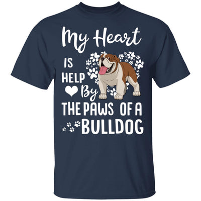 My Heart Is Held By The Paws Of A Bulldog Lover-T-Shirt & Hoodie-Classic T-Shirt-Navy