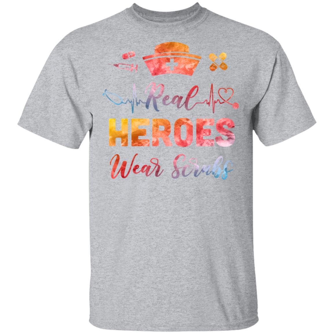 Nurse Nursing Strong Real Heroes Wear Scrubs Women Gifts-T-Shirt & Tank Top-Classic T-Shirt-Sport Grey