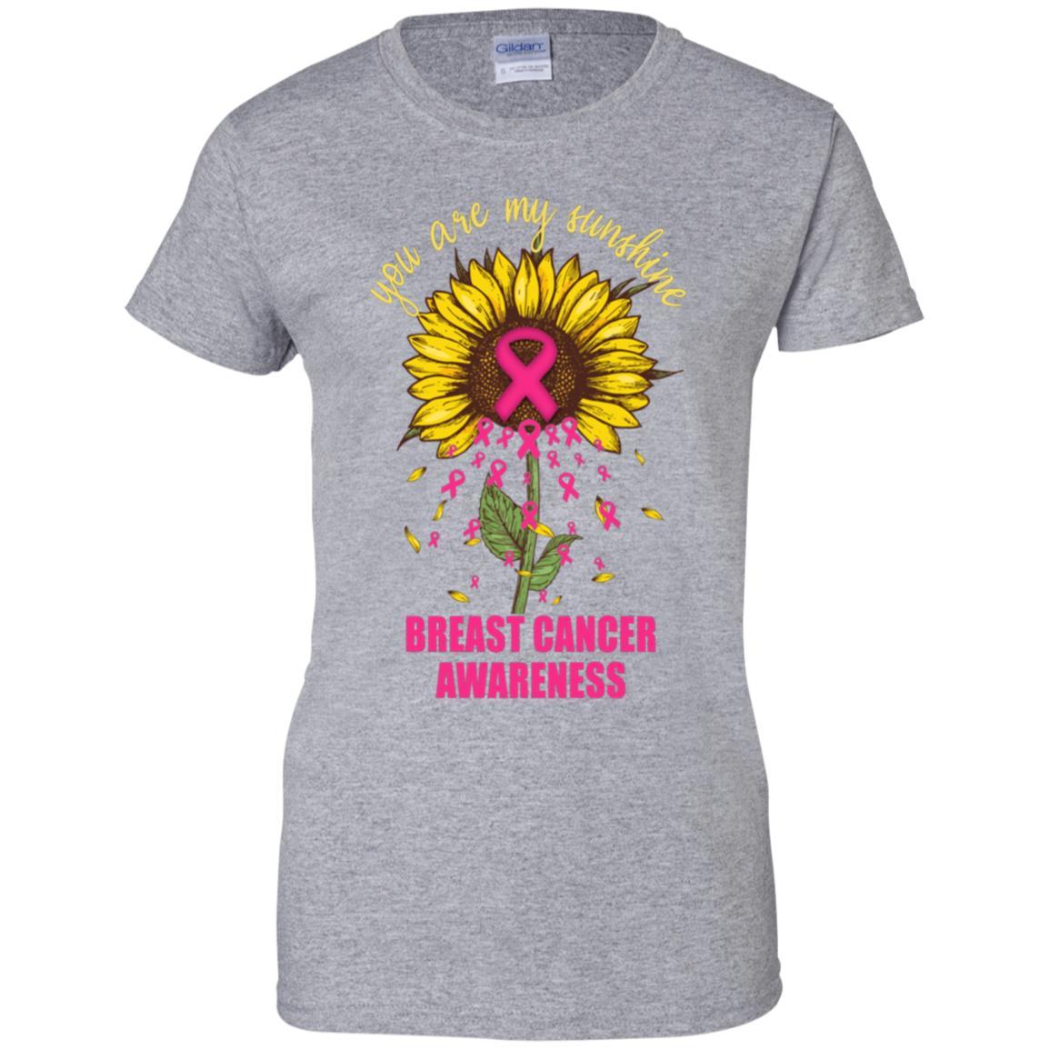 You Are My Sunshine Breast Cancer Awareness-T-Shirt & Hoodie-Women's T-Shirt-Sport Grey