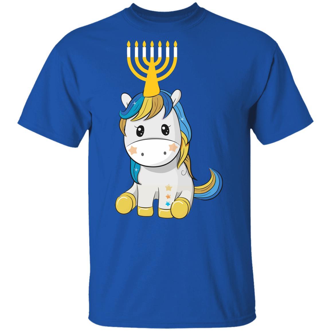 Funny Jewish Unicorn Menorah Kids Girl Hanukkah Youth-Youth Shirt-Youth T-Shirt-Royal