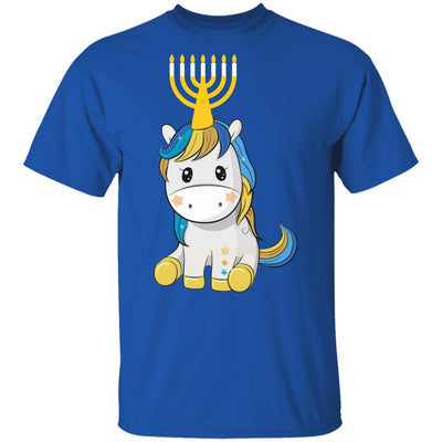 Funny Jewish Unicorn Menorah Kids Girl Hanukkah Youth-Youth Shirt-Youth T-Shirt-Royal