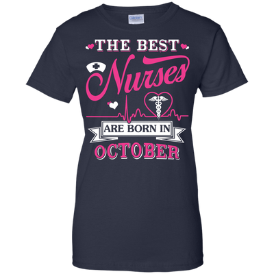 The Best Nurses Are Born In October-T-Shirt & Hoodie-Women's T-Shirt-Navy