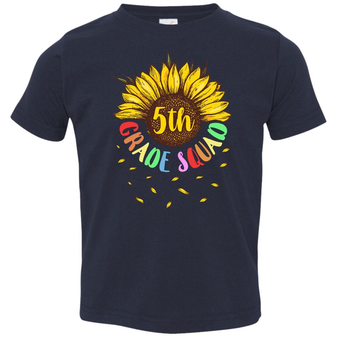 Sunflower 5th Grade Squad First Grade Teacher Youth-Youth Shirt-Toddler T-Shirt-Navy