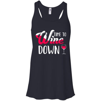 Time To Wine Down Funny Drinking Wine-T-Shirt & Tank Top-Women's Flowy Racerback Tank-Midnight