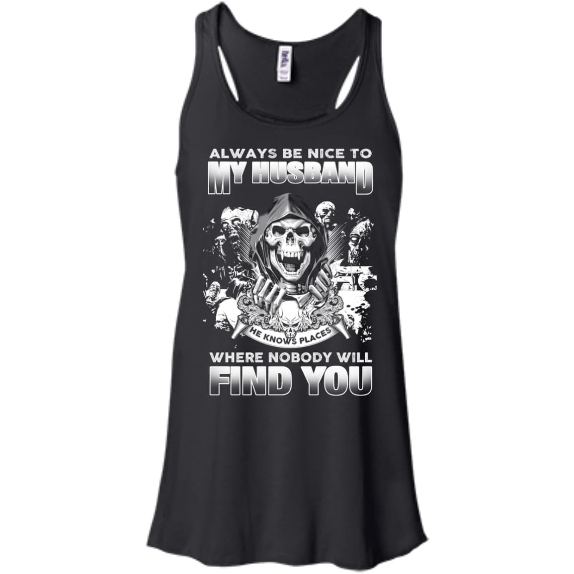 Always Be Nice To My Husband-T-Shirt & Hoodie-Women's Flowy Racerback Tank-Black