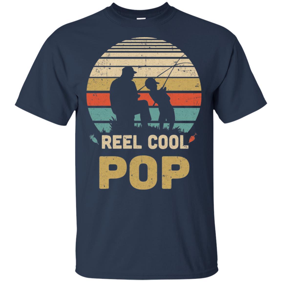 Vintage Father's Day Gift Reel Cool Pop Fishing-T-Shirt & Hoodie-Classic T-Shirt-Navy