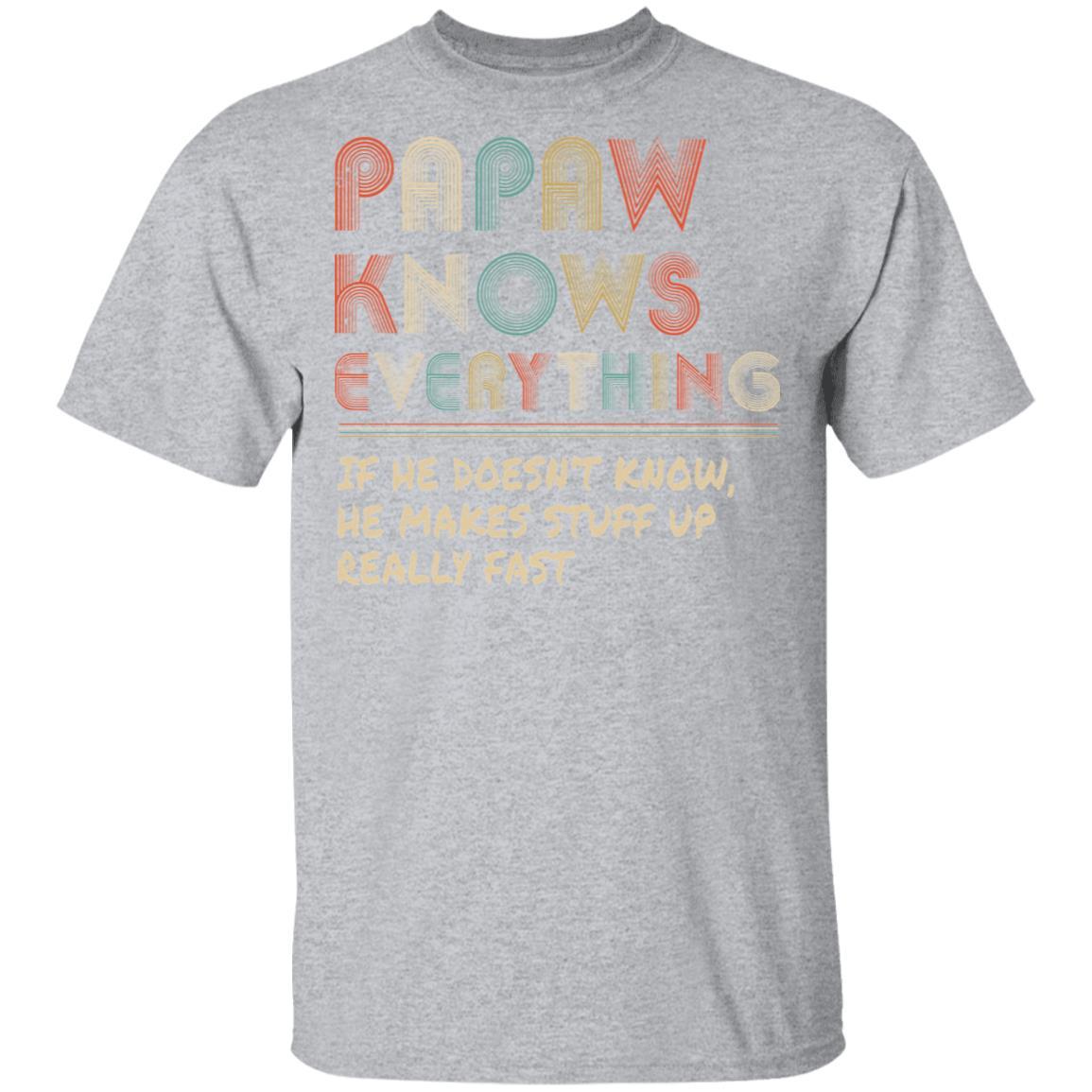 PaPaw Know Everything Vintage PaPaw Father's Day Gift-T-Shirt & Hoodie-Classic T-Shirt-Sport Grey