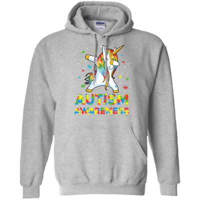 Dabbing Unicorn Puzzle Autism Awareness For Girls-T-Shirt & Hoodie-Pullover Hoodie-Sport Grey