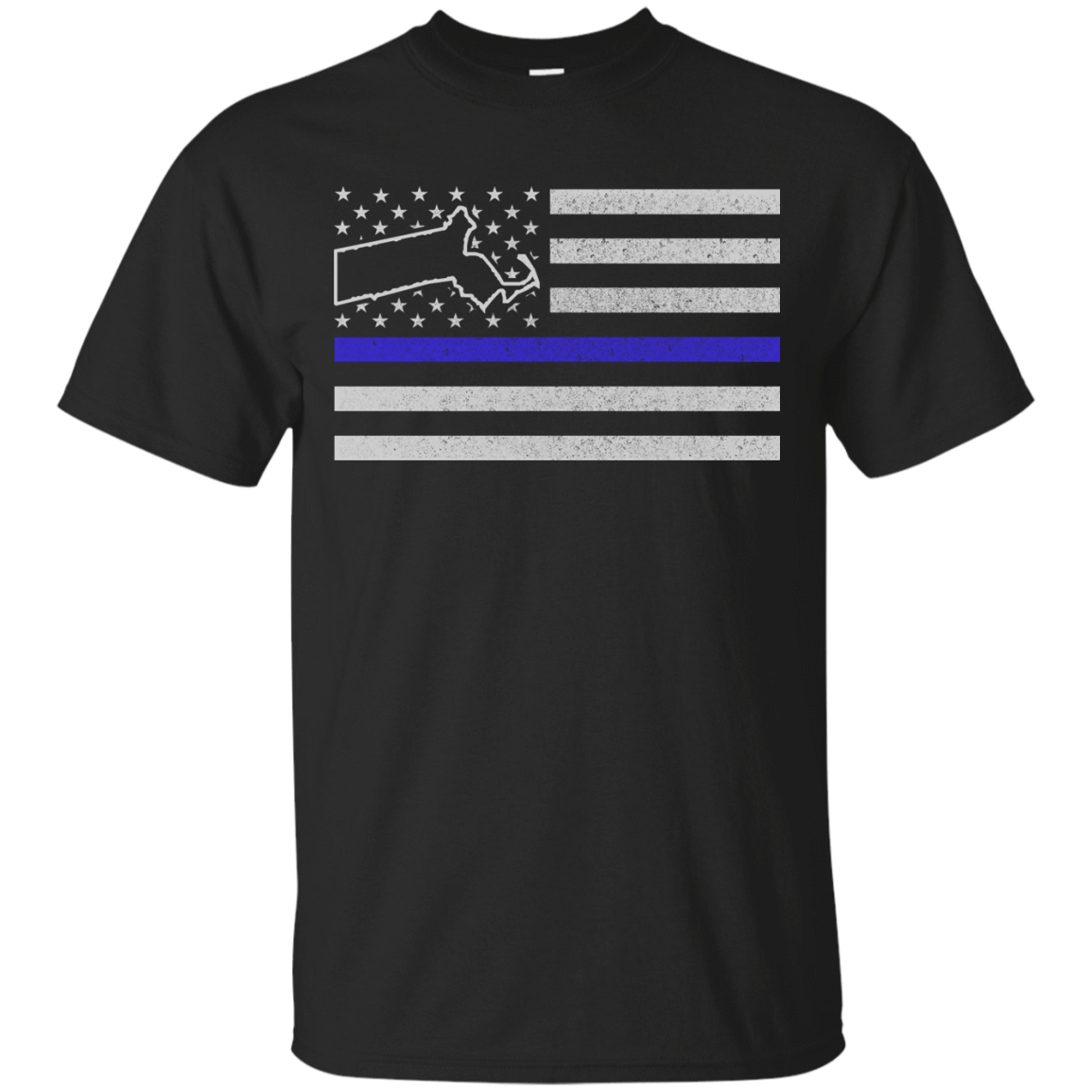 Massachusetts Thin Blue Line Police State-T-Shirt & Hoodie-Classic T-Shirt-Black