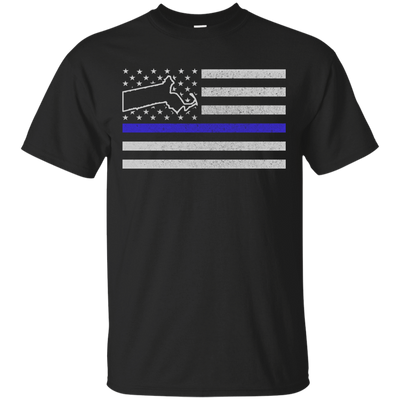 Massachusetts Thin Blue Line Police State-T-Shirt & Hoodie-Classic T-Shirt-Black