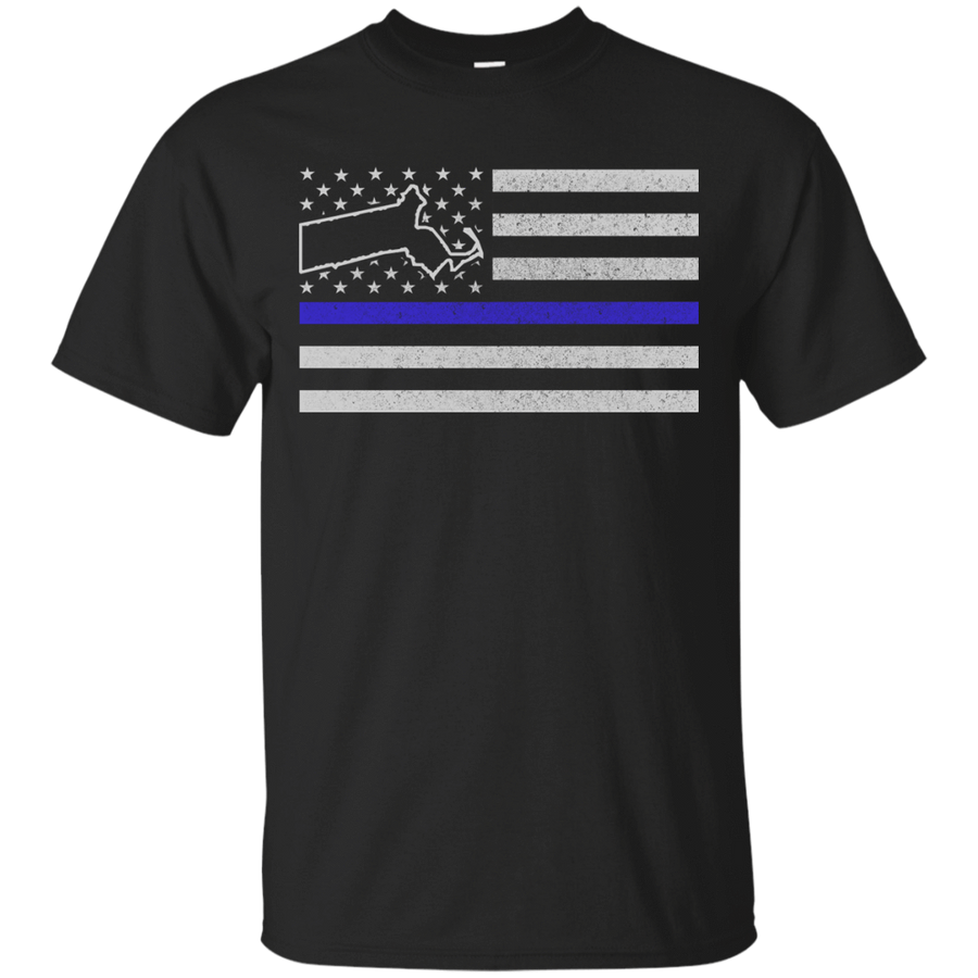 Massachusetts Thin Blue Line Police State-T-Shirt & Hoodie-Classic T-Shirt-Black