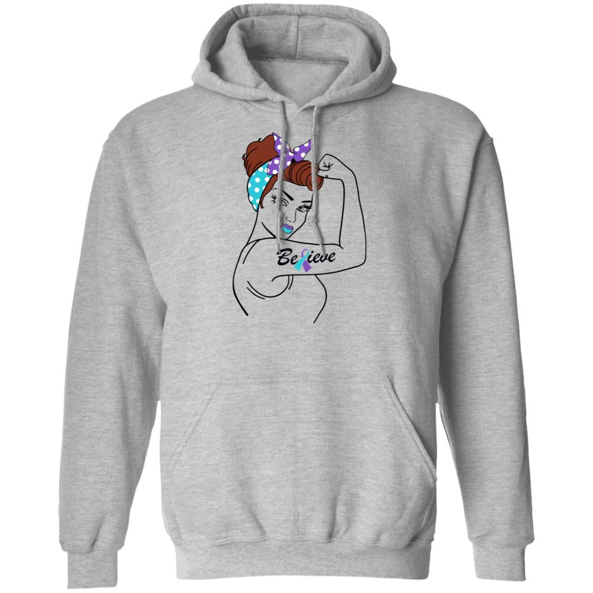 Support Suicide Prevention Awareness Warrior Believe-T-Shirt & Hoodie-Pullover Hoodie-Sport Grey