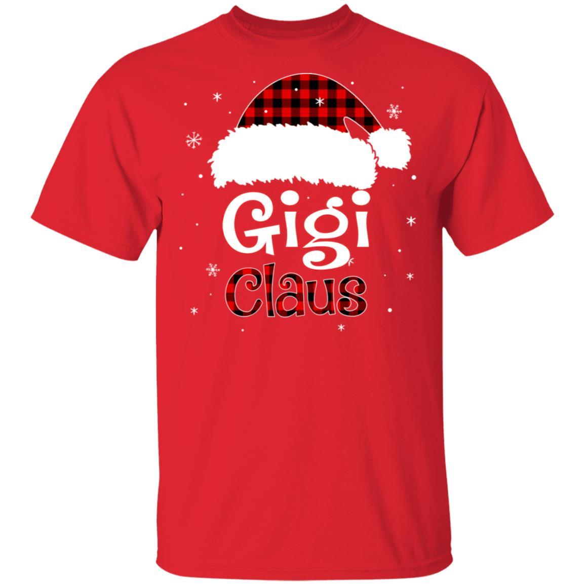 Santa Gigi Claus Red Plaid Family Pajamas Christmas Gift-T-Shirt & Sweatshirt-Classic T-Shirt-Red